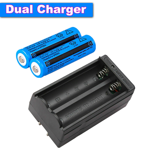4块3000mah 18650可充电电池+ 1个双充电器套装，适用于手电筒和头灯(TK/TMEU下自提)-5