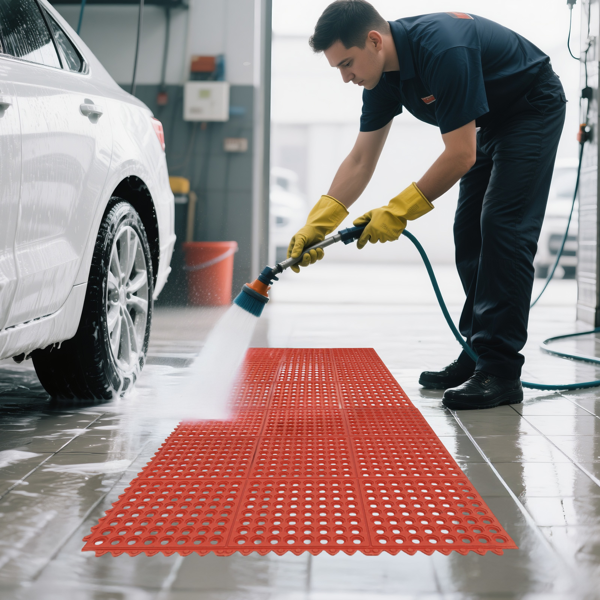 1pc 橡胶 红色 90*90*1.2cm 橡胶地垫 厨房用-11