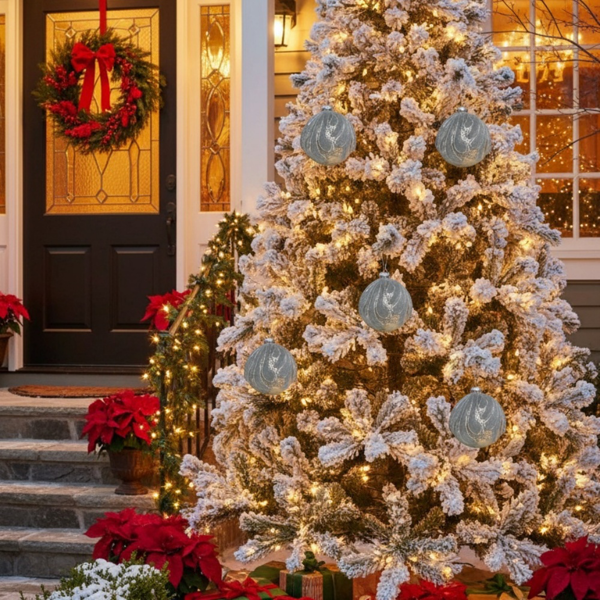 6PCS套3.9英寸圣诞树装饰球悬挂玻璃节日装饰品，用于派对树装饰FBA发货-17