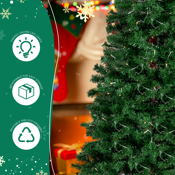 6ft 绿加白色 歪脖树 自动树 PVC 839枝头 250灯暖白8模式 圣诞树 30V 6W 美规-5