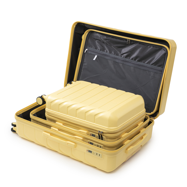 三合一 ABS&PC拉杆箱 20in 24in 28in拉杆箱 铁拉杆 ABSPC合金料 黄色-10