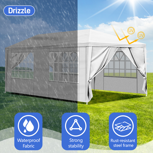 10*20ft  白色 6围  仿折叠棚  2门4窗  PE布 喷塑铁管-15