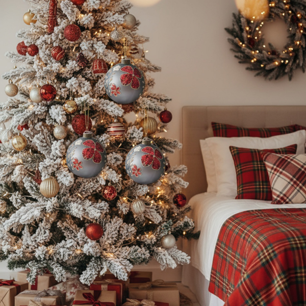 4件套4.7英寸圣诞玻璃球装饰品节日挂树装饰品，用于派对节日装饰FBA发货-17