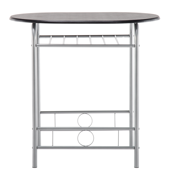 拆装 密度板 铁 黑色 银色烤漆 餐桌椅套装 1桌2椅 椭圆桌面-13