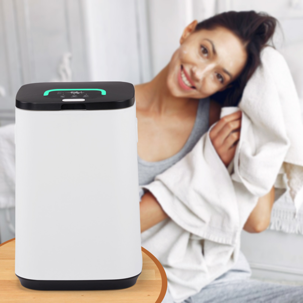 美规 HSTW-12 22L 烘干机 120V 400-420W 带挂钩 带香薰盒 盖上提手 带电源线收纳  PP+ABS 白色机身黑色头盖 浴巾毛巾加热桶 定时加热 延时预约 60°温变提示 三档定时 LED触屏操作 方形桶-10