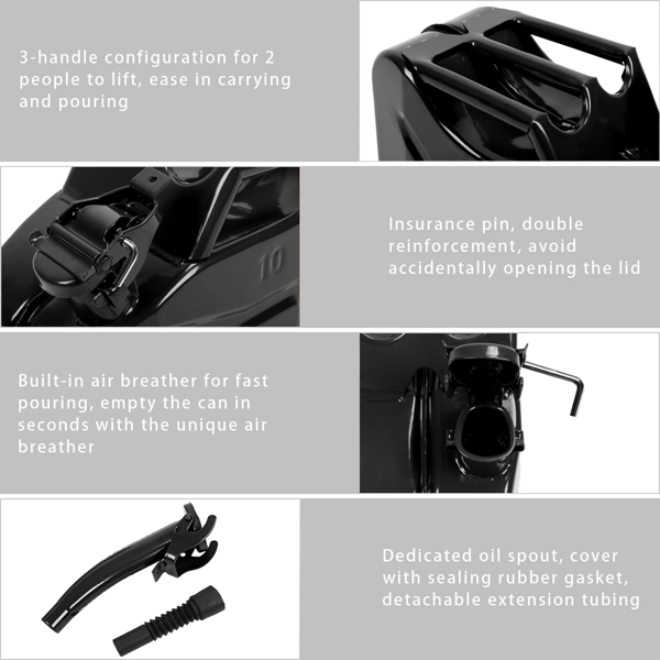 1pcs  铁质 10L 黑管 0.8mm 油桶 黑色-2