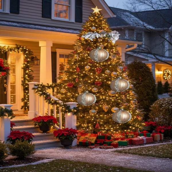 4件套4.7英寸圣诞玻璃球装饰品节日树悬挂装饰品派对装饰用品FBA发货-3