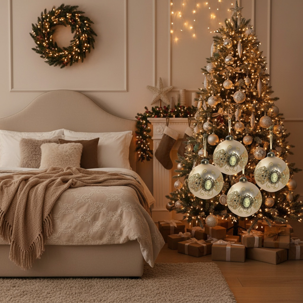 6件套圣诞球装饰品3.9英寸圣诞树装饰玻璃挂球节日派对套装FBA发货-6