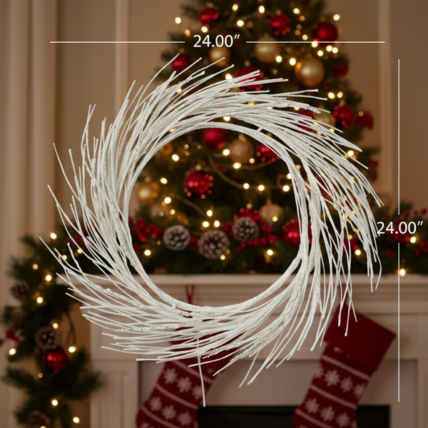 24英寸LED灯圣诞花环电池驱动前门装饰，适用于室内外节日花环FBA发货-18