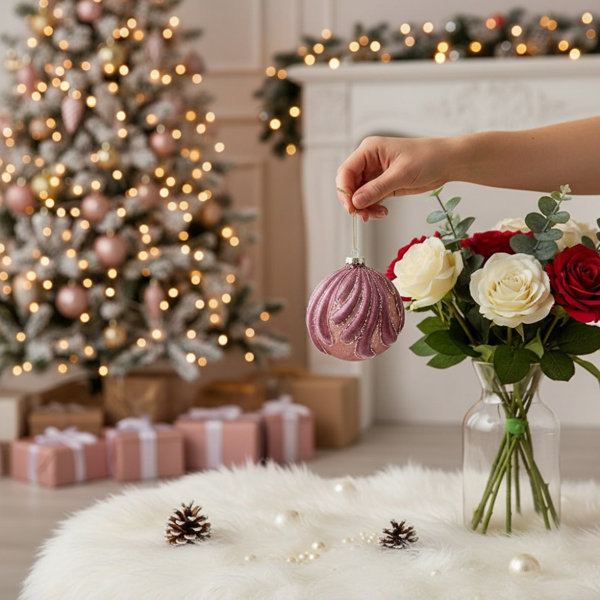 6PCS套3.9英寸圣诞球装饰品节日树派对装饰玻璃悬挂装饰品鲜艳的颜色散装易于悬挂FBA发货-11