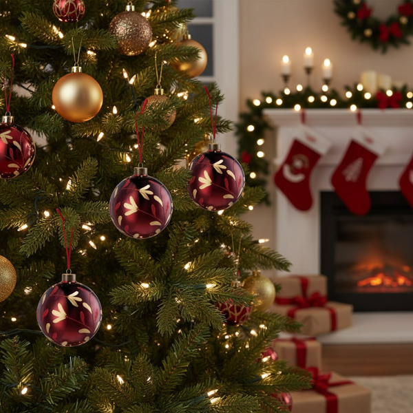 4件套4.7英寸圣诞玻璃球装饰品挂树装饰品闪亮的节日派对装饰品圣诞树装饰品FBA发货-13