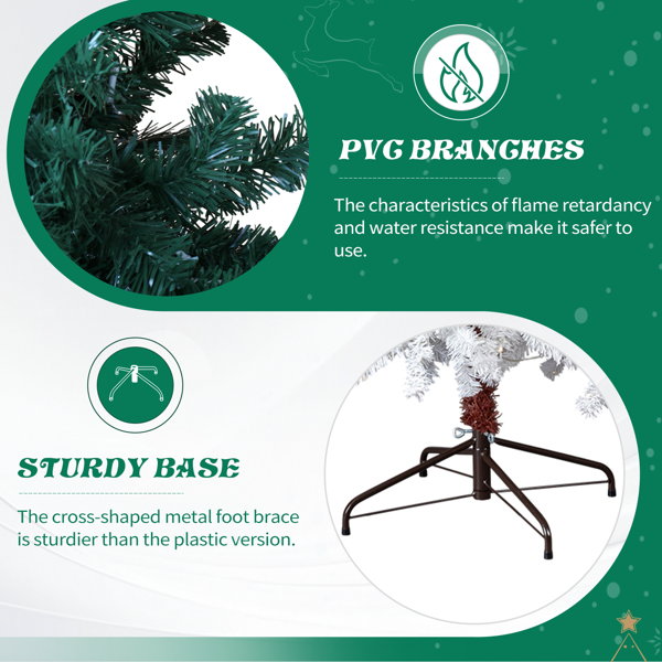 6ft 绿加白色 歪脖树 自动树 PVC 839枝头 250灯暖白8模式 圣诞树 30V 6W 美规-3