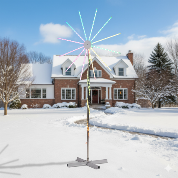 8.3ft 白色  风车 渐变烟花灯效 180皮线灯RGB 圣诞灯饰经典元素 30V 3.6W 美规-7