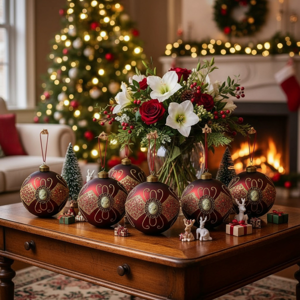 6PCS套3.9英寸圣诞球装饰品圣诞树悬挂派对装饰品节日家居装饰FBA发货-7