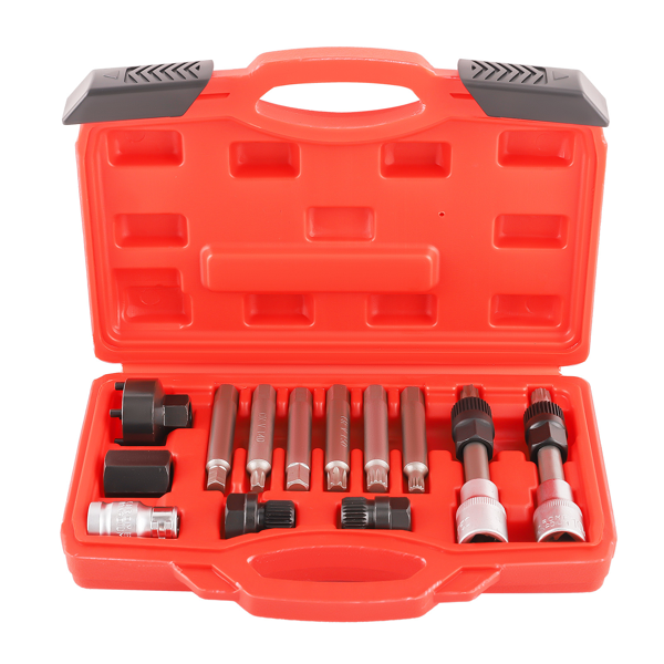 13件式交流发电机离合器皮带轮拆卸套筒六角花键星形螺丝刀工具套装，适用于奔驰，适用于菲亚特-3