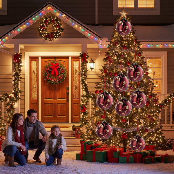 6件套圣诞玻璃球装饰品节日树派对悬挂装饰品圣诞装饰品FBA发货-1