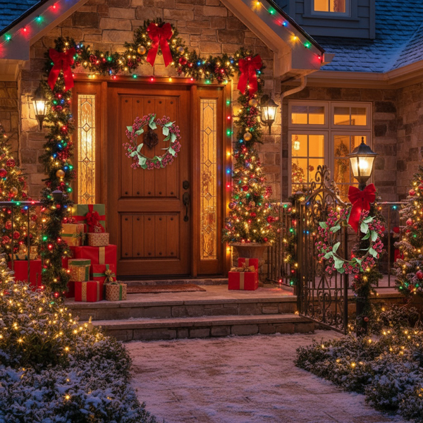 3件套松果和绿色圣诞花环13英寸红莓冬青花环，用于节日家居装饰FBA发货-8