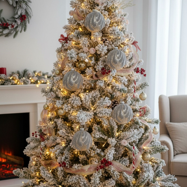 6PCS套3.9英寸圣诞树装饰球悬挂玻璃节日装饰品，用于派对树装饰FBA发货-4