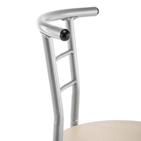 拆装 密度板 铁 原木色 银色烤漆 餐桌椅套装 1桌2椅 椭圆形桌面-9