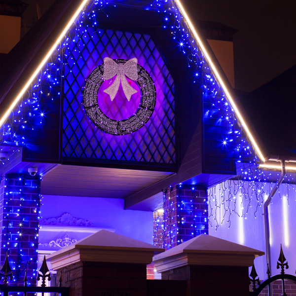 36in 黑色 花环带蝴蝶结  175L皮线灯 紫色加橙色光 带遥控带定时 圣诞灯饰花环 30V 3.6W 美规-13