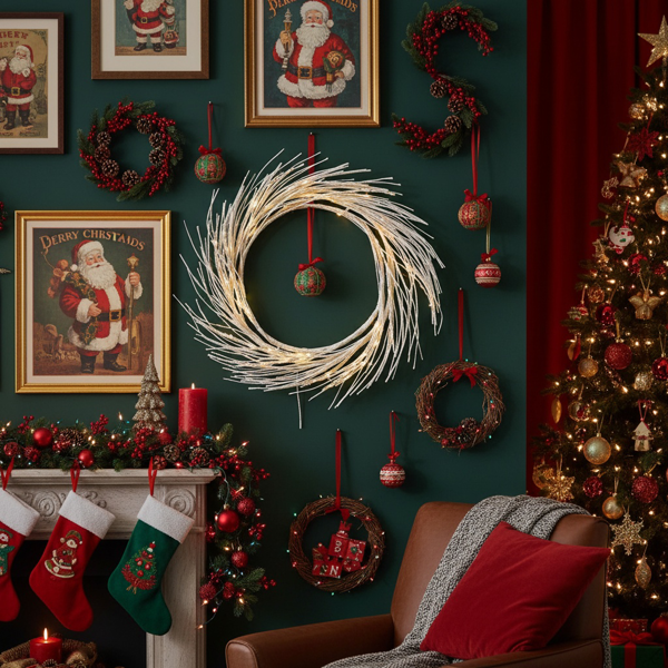 24英寸LED灯圣诞花环电池驱动前门装饰，适用于室内外节日花环FBA发货-6