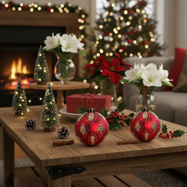 4件套4.7英寸圣诞玻璃球装饰品用于圣诞树悬挂派对用品节日装饰FBA发货-13