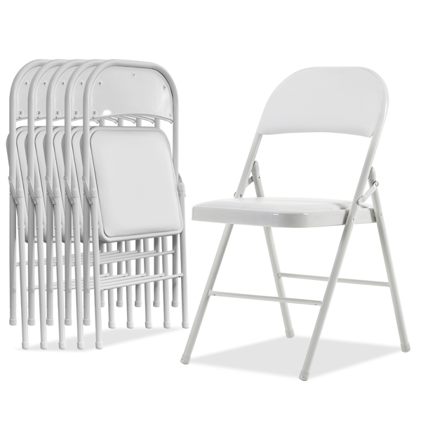 6pcs PVC 钢管 白色 软包折叠椅 40*45*78cm-15