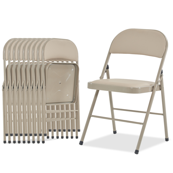 4pcs 简易皮革 PVC 钢管 浅棕色 软包折叠椅 40*45*78cm-15