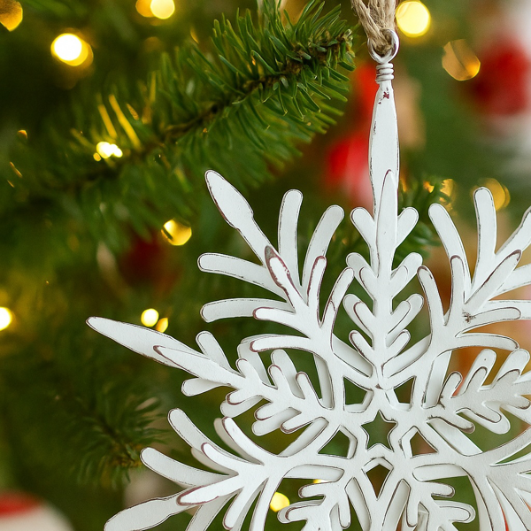 6件套6.1英寸圣诞树装饰品雪花挂饰节日派对用品乡村圣诞树挂件FBA发货-9
