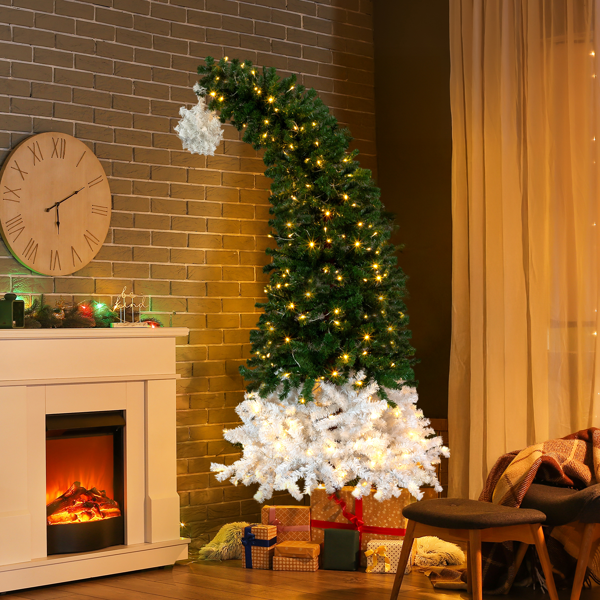 6ft 绿加白色 歪脖树 自动树 PVC 839枝头 250灯暖白8模式 圣诞树 30V 6W 美规-11