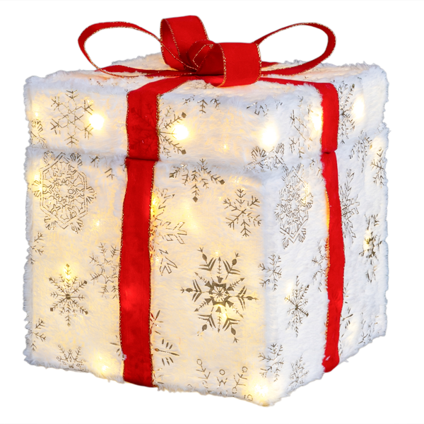 12in 白色  绒布 电动开盖小鹿礼物盒  60L暖白皮线灯 圣诞灯饰礼盒 24V 7.2W 美规-4