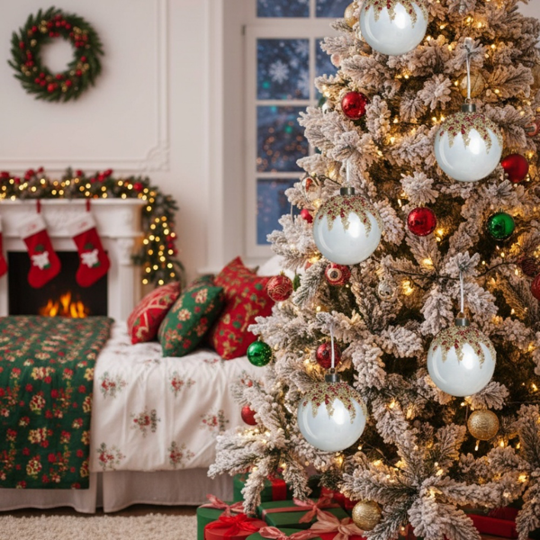 6件套3.9英寸圣诞球装饰品圣诞树派对玻璃节日装饰品悬挂圣诞球FBA发货-3