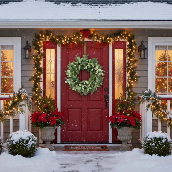 24英寸圣诞雪松花环 全奢华绿植 节日门饰 节日松果与浆果点缀FBA发货-11