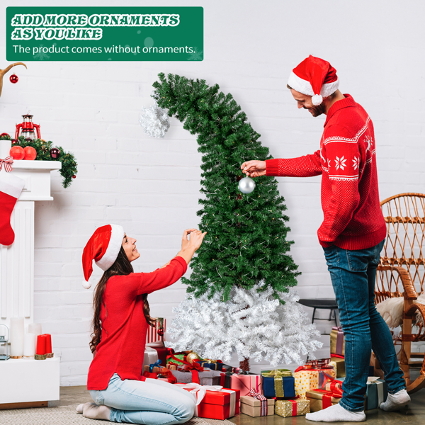 6ft 绿加白色 歪脖树 自动树 PVC 839枝头 250灯暖白8模式 圣诞树 30V 6W 美规-10