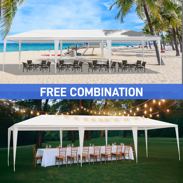 10X30ft 白色 无围布 仿折叠棚 喷塑钢管 PE布 LT-11