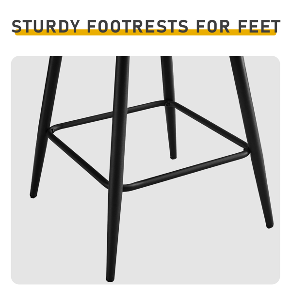 2pcs 靠背可拆 PU 铁脚 吧椅凳 拉点 黑色 带转-7