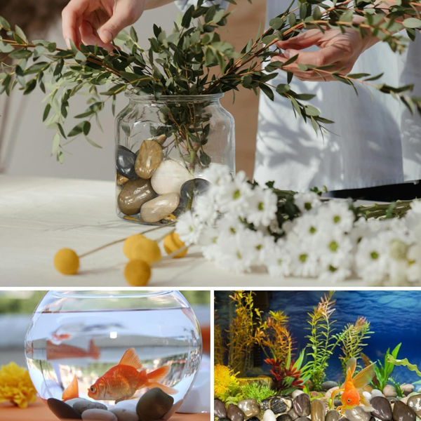 38磅多色河石，2-3英寸抛光鹅卵石-室内/室外使用的装饰性白色石头，非常适合植物、花瓶填充物、水族馆、鱼缸和花园景观-2