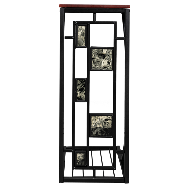 P2密度板 单层 边几 C型 碎石图案 桌面棕色 黑色喷塑 30.5*21*54cm-3