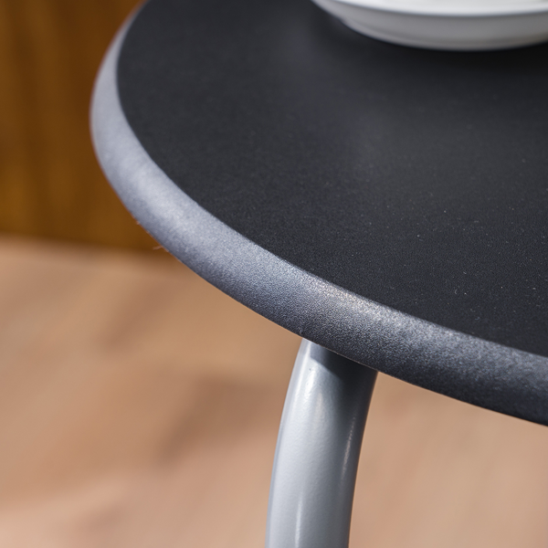 拆装 密度板 铁 黑色 银色烤漆 餐桌椅套装 1桌2椅 椭圆桌面-34