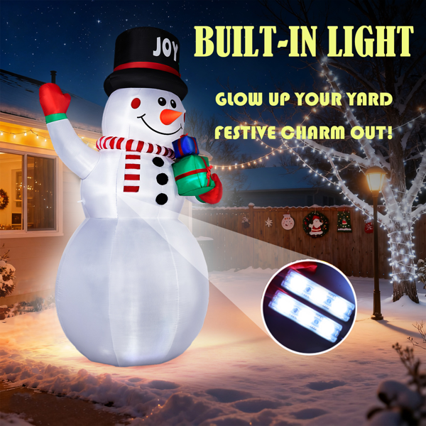 12FT 高款礼物盒雪人 3颗白光LED 加1个灯盘 190D涤纶  圣诞充气装饰 12V 12V,2000mA 美规-9