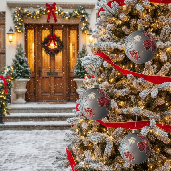 4件套4.7英寸圣诞玻璃球装饰品节日挂树装饰品，用于派对节日装饰FBA发货-5