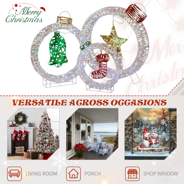 3pcs  150*10*67CM  幻彩虹膜  镂空灯球 295L铜丝灯 白灯 电池盒  圣诞灯饰经典元素-3