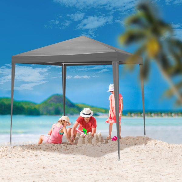 6.5*6.5ft 灰色 4围 仿折叠棚 2门2窗 PE布 喷塑铁管 配拎包-8