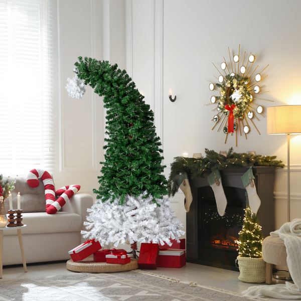 6ft 绿加白色 歪脖树 自动树 PVC 839枝头 250灯暖白8模式 圣诞树 30V 6W 美规-9