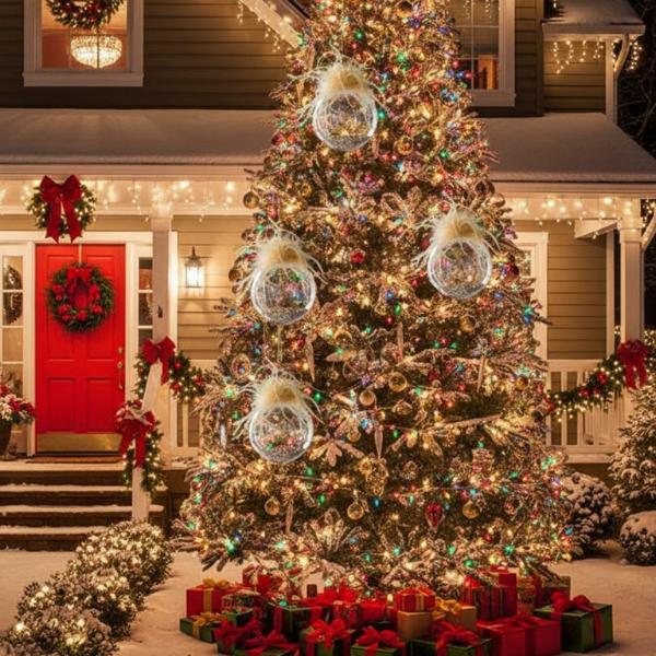 4件套4.7英寸圣诞玻璃球装饰品，用于节日树派对的壁挂装饰品FBA发货-15