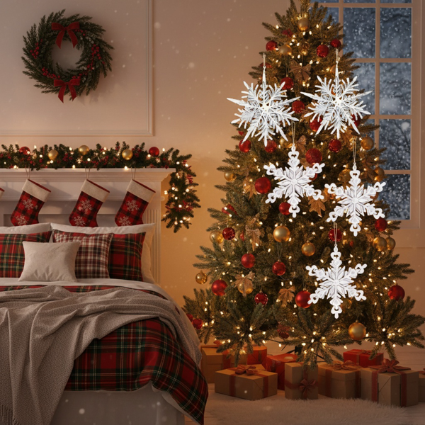 6件套圣诞树装饰品铁雪花挂件节日派对装饰品FBA发货-16