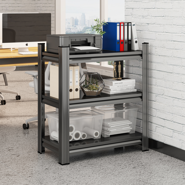 3 层金属搁板，31.50 英寸高独立式搁板，可调节隔板单元，适用于家庭、办公室、书房、厨房、客厅等，黑色，需要组装-1