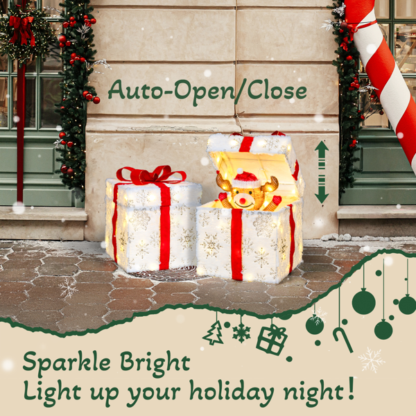 12in 白色  绒布 电动开盖小鹿礼物盒  60L暖白皮线灯 圣诞灯饰礼盒 24V 7.2W 美规-8