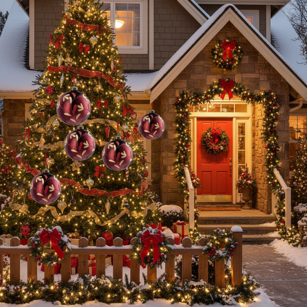6件套圣诞玻璃球装饰品节日树派对悬挂装饰品圣诞装饰品FBA发货-2
