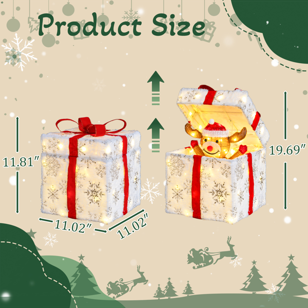 12in 白色  绒布 电动开盖小鹿礼物盒  60L暖白皮线灯 圣诞灯饰礼盒 24V 7.2W 美规-5